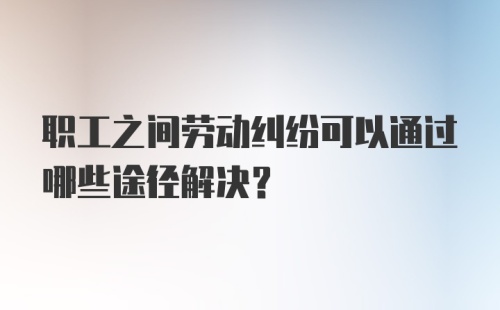 职工之间劳动纠纷可以通过哪些途径解决？