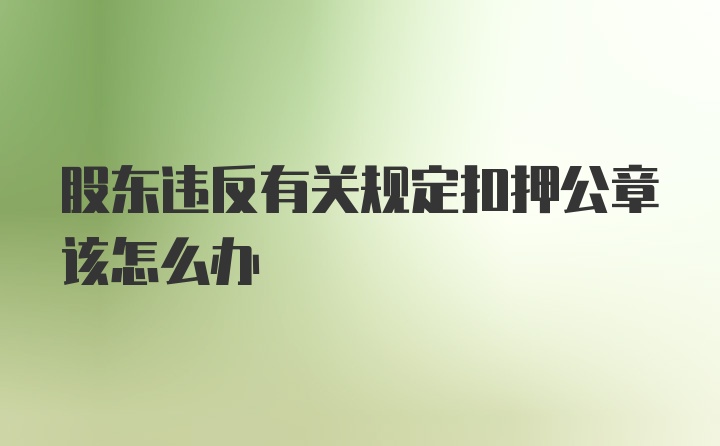 股东违反有关规定扣押公章该怎么办