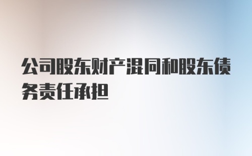 公司股东财产混同和股东债务责任承担