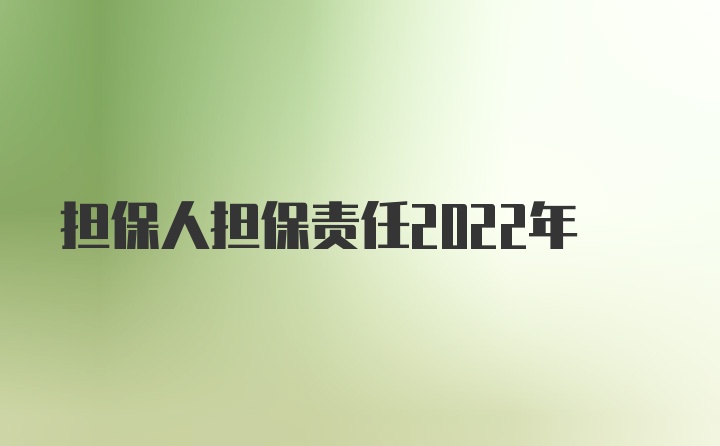 担保人担保责任2022年