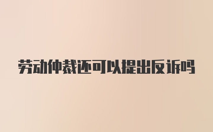 劳动仲裁还可以提出反诉吗