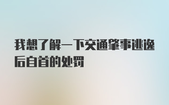 我想了解一下交通肇事逃逸后自首的处罚