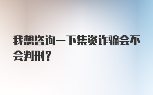 我想咨询一下集资诈骗会不会判刑？