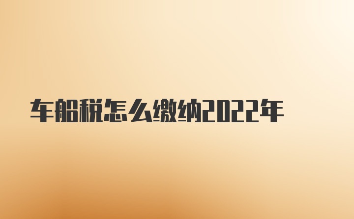 车船税怎么缴纳2022年