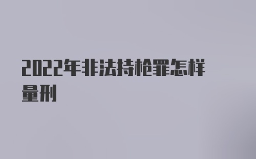 2022年非法持枪罪怎样量刑