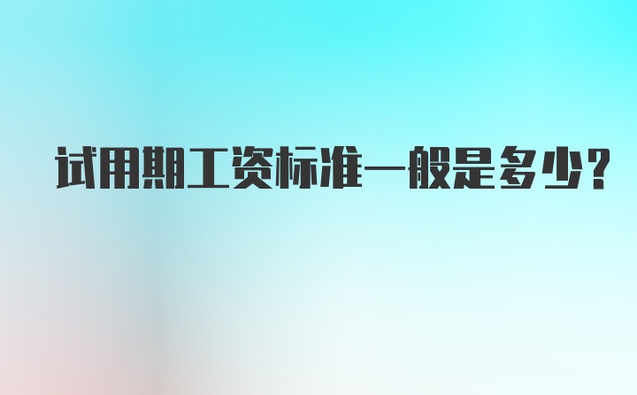 试用期工资标准一般是多少？