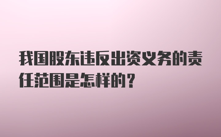 我国股东违反出资义务的责任范围是怎样的?