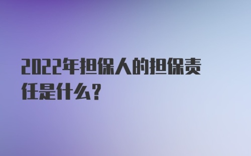 2022年担保人的担保责任是什么？