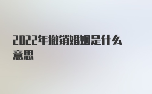 2022年撤销婚姻是什么意思