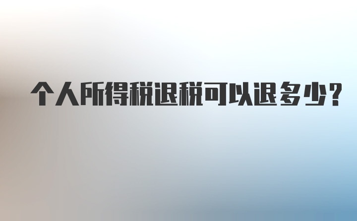 个人所得税退税可以退多少？