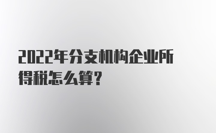 2022年分支机构企业所得税怎么算？