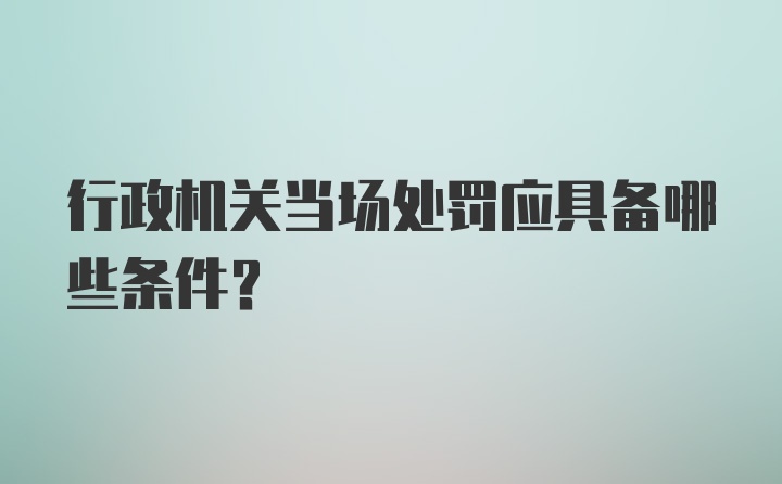 行政机关当场处罚应具备哪些条件？