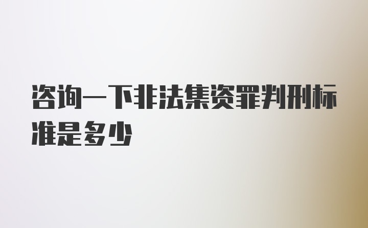 咨询一下非法集资罪判刑标准是多少