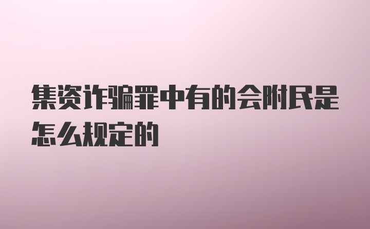 集资诈骗罪中有的会附民是怎么规定的