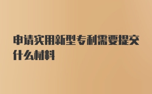 申请实用新型专利需要提交什么材料