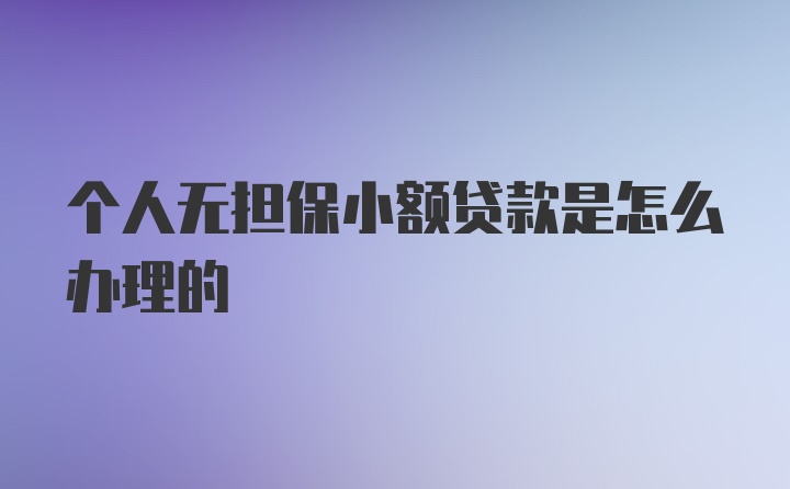 个人无担保小额贷款是怎么办理的