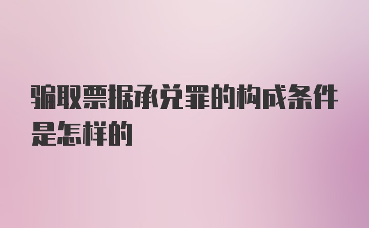 骗取票据承兑罪的构成条件是怎样的