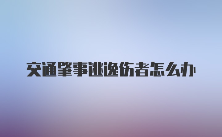 交通肇事逃逸伤者怎么办