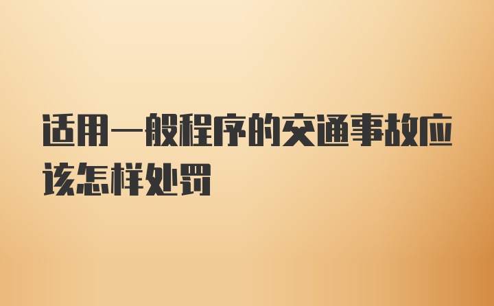 适用一般程序的交通事故应该怎样处罚