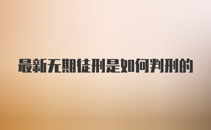 最新无期徒刑是如何判刑的