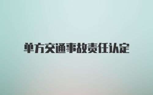 单方交通事故责任认定