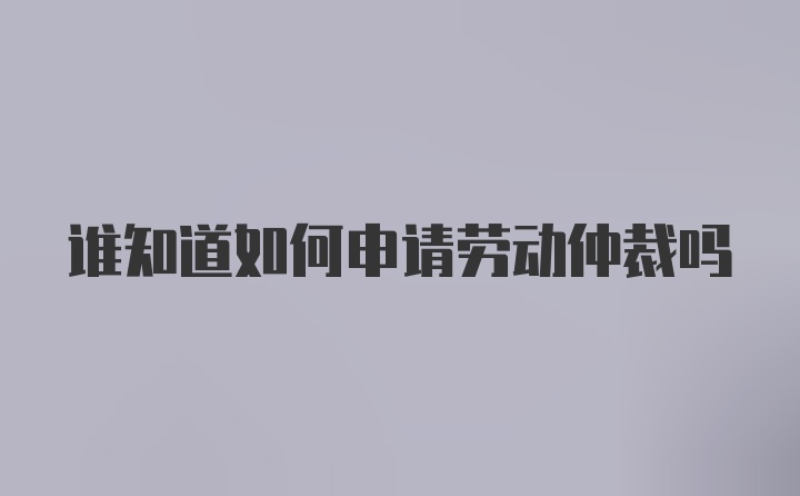 谁知道如何申请劳动仲裁吗