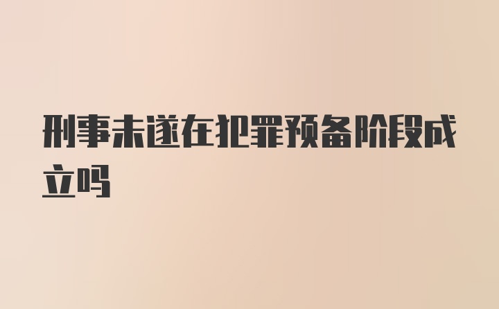 刑事未遂在犯罪预备阶段成立吗