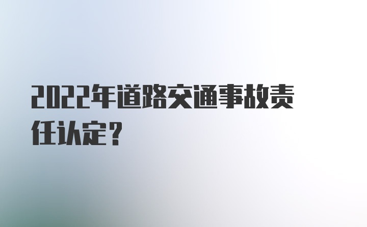 2022年道路交通事故责任认定？