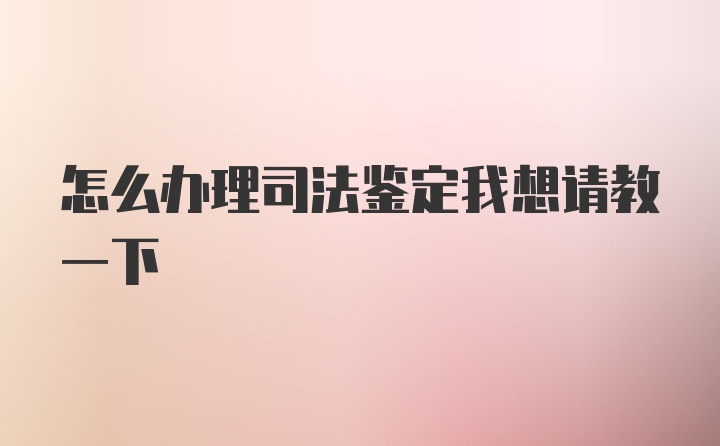 怎么办理司法鉴定我想请教一下