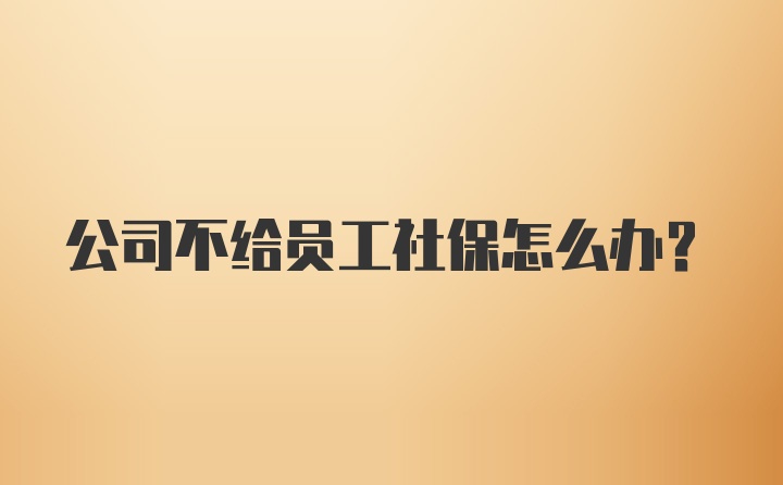 公司不给员工社保怎么办？