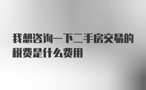 我想咨询一下二手房交易的税费是什么费用