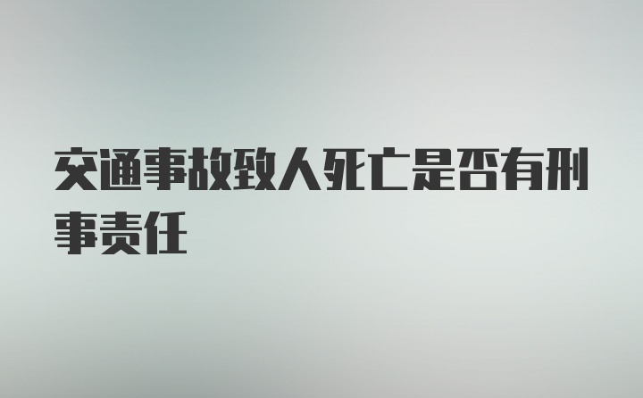 交通事故致人死亡是否有刑事责任