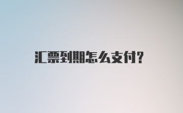 汇票到期怎么支付？