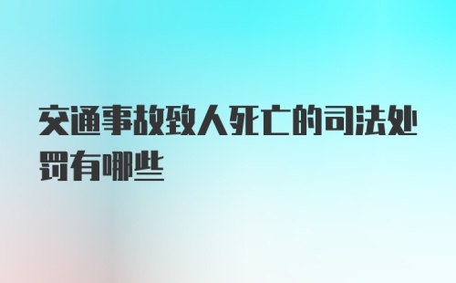 交通事故致人死亡的司法处罚有哪些