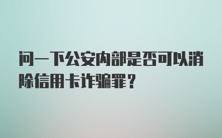 问一下公安内部是否可以消除信用卡诈骗罪?