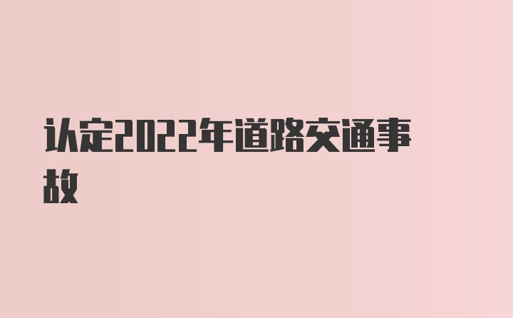 认定2022年道路交通事故