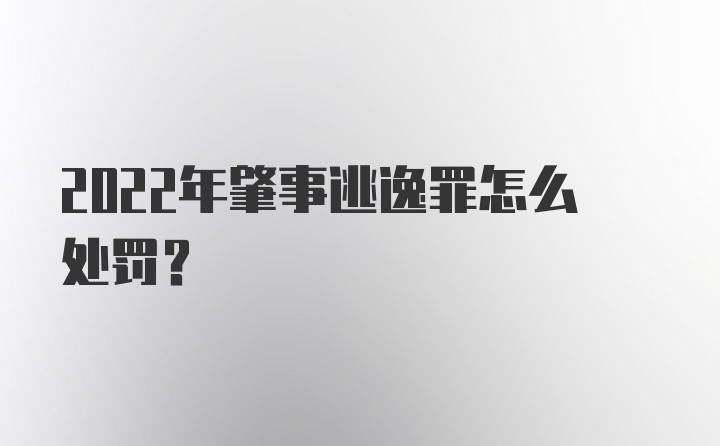 2022年肇事逃逸罪怎么处罚？