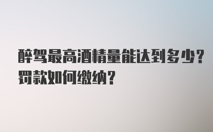 醉驾最高酒精量能达到多少？罚款如何缴纳？