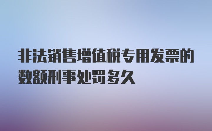 非法销售增值税专用发票的数额刑事处罚多久