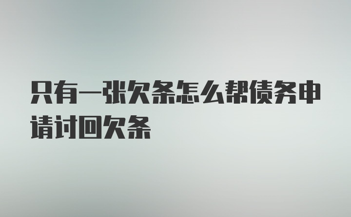 只有一张欠条怎么帮债务申请讨回欠条