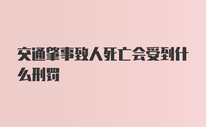 交通肇事致人死亡会受到什么刑罚