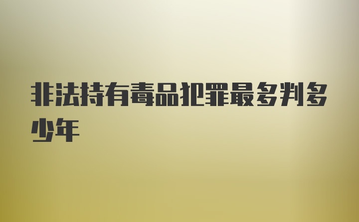 非法持有毒品犯罪最多判多少年