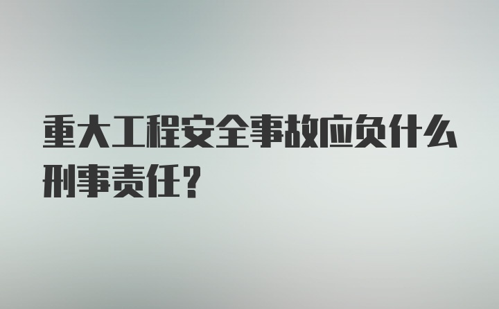 重大工程安全事故应负什么刑事责任？