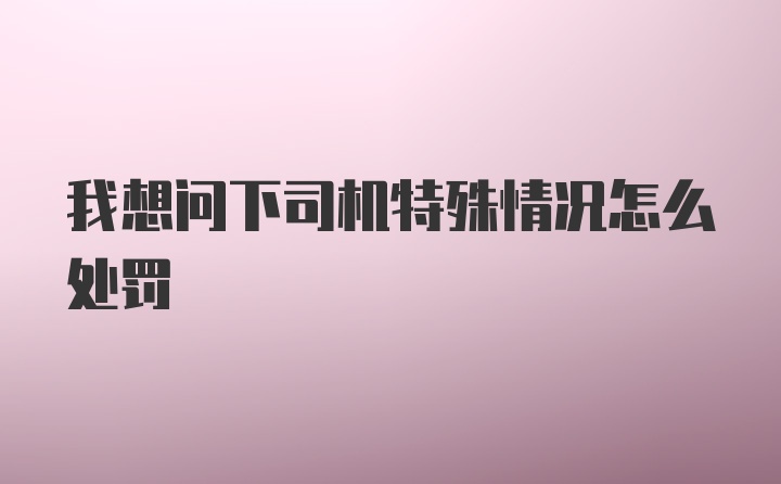 我想问下司机特殊情况怎么处罚