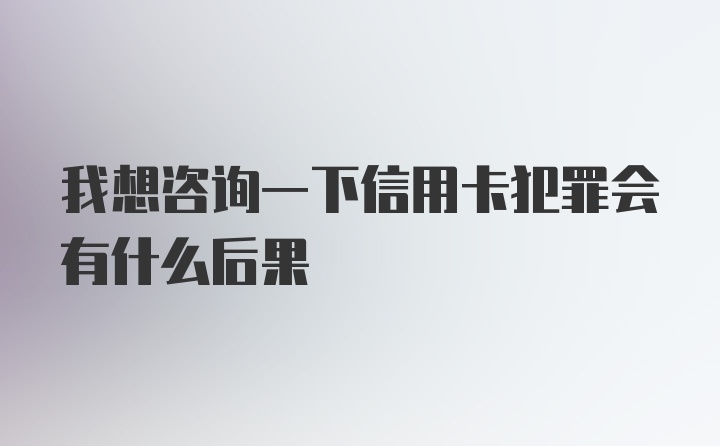 我想咨询一下信用卡犯罪会有什么后果