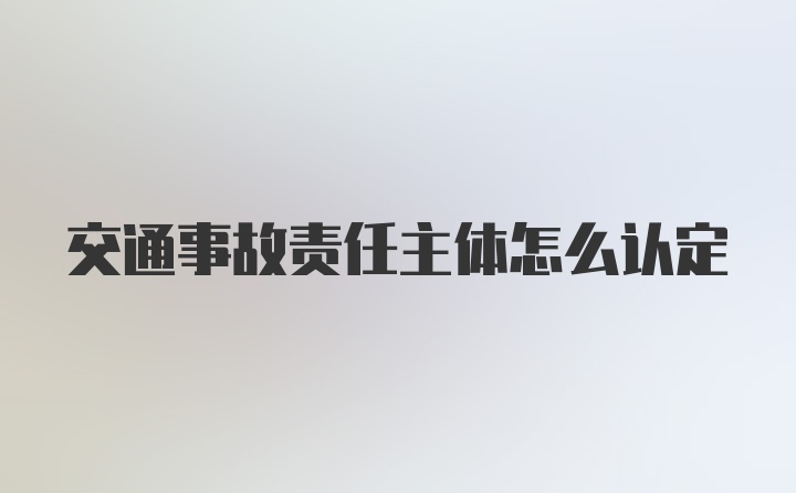 交通事故责任主体怎么认定