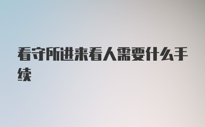 看守所进来看人需要什么手续