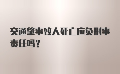 交通肇事致人死亡应负刑事责任吗？