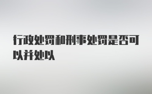 行政处罚和刑事处罚是否可以并处以