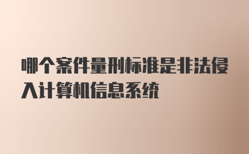 哪个案件量刑标准是非法侵入计算机信息系统